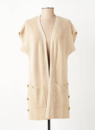 Gilet manches courtes maille tricot beige SOYACONCEPT femme