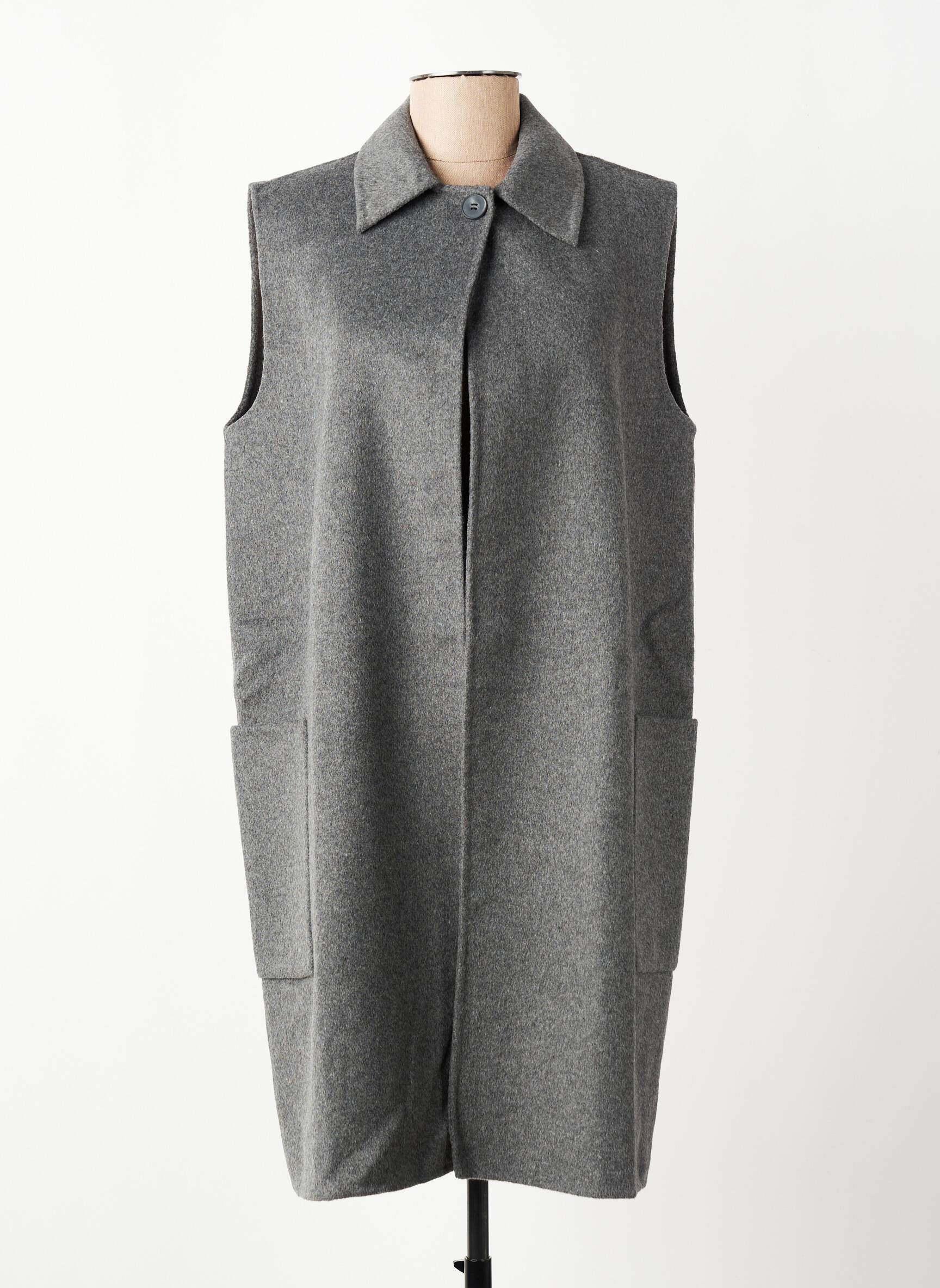 Gilet manches courtes coupe droite gris SOYACONCEPT femme