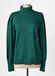 Pull col roulé stretch manches longues vert GEISHA femme