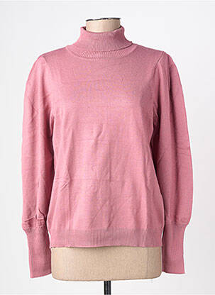 Pull col roulé stretch manches longues rose GEISHA femme