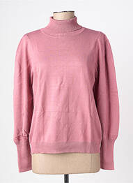 Pull col roulé stretch manches longues rose GEISHA femme