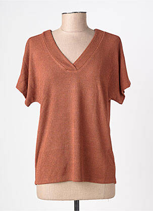 T-shirt col v manches courtes marron SOYACONCEPT femme