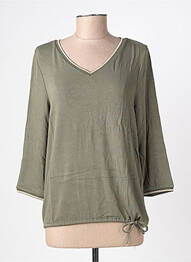 Top tissage jersey manches longues vert STREET ONE femme