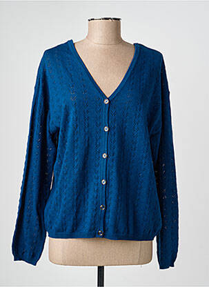 Gilet manches longues resserrée sur le bas bleu BREIZH ANGEL femme