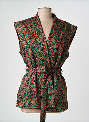 Gilet sans manche maille fine orange GEISHA femme