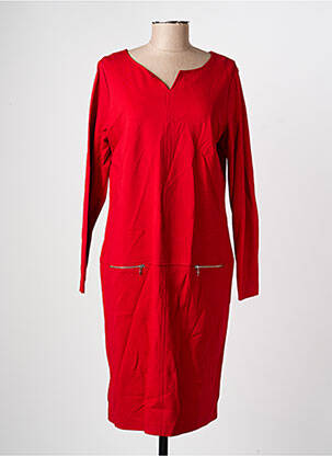 Robe mi-longue manches longues manches longues rouge PAUSE CAFE femme