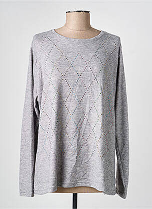 Pull coupe droite manches longues gris I.ODENA femme