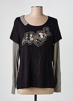 T-shirt manches longues manches longues noir PAUSE CAFE femme