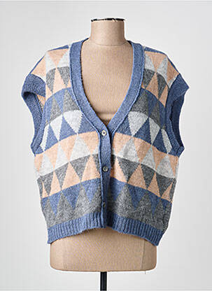 Gilet manches courtes coupe droite bleu GUITARE femme
