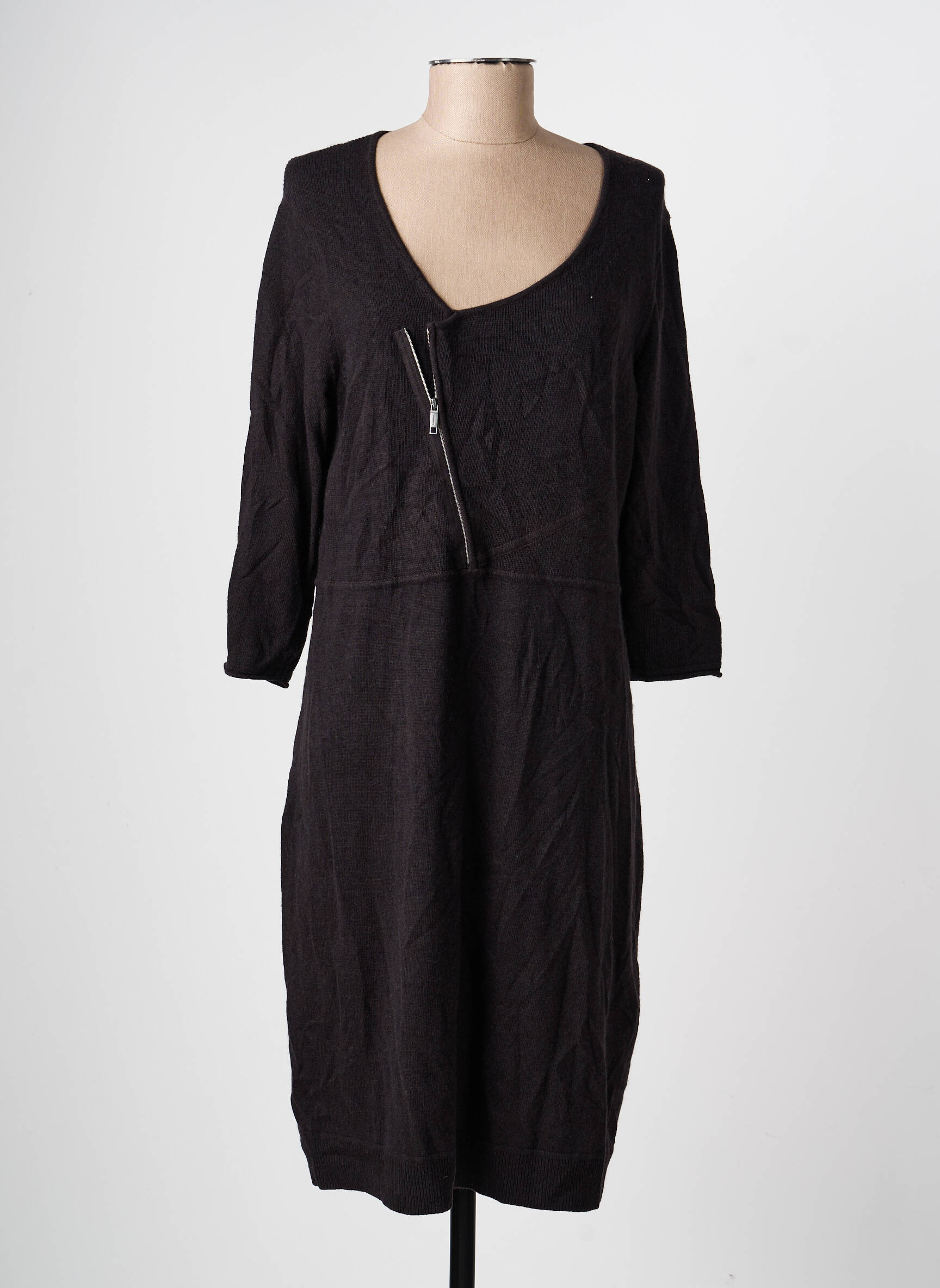 Robe pull col v manches longues noir OLSEN femme