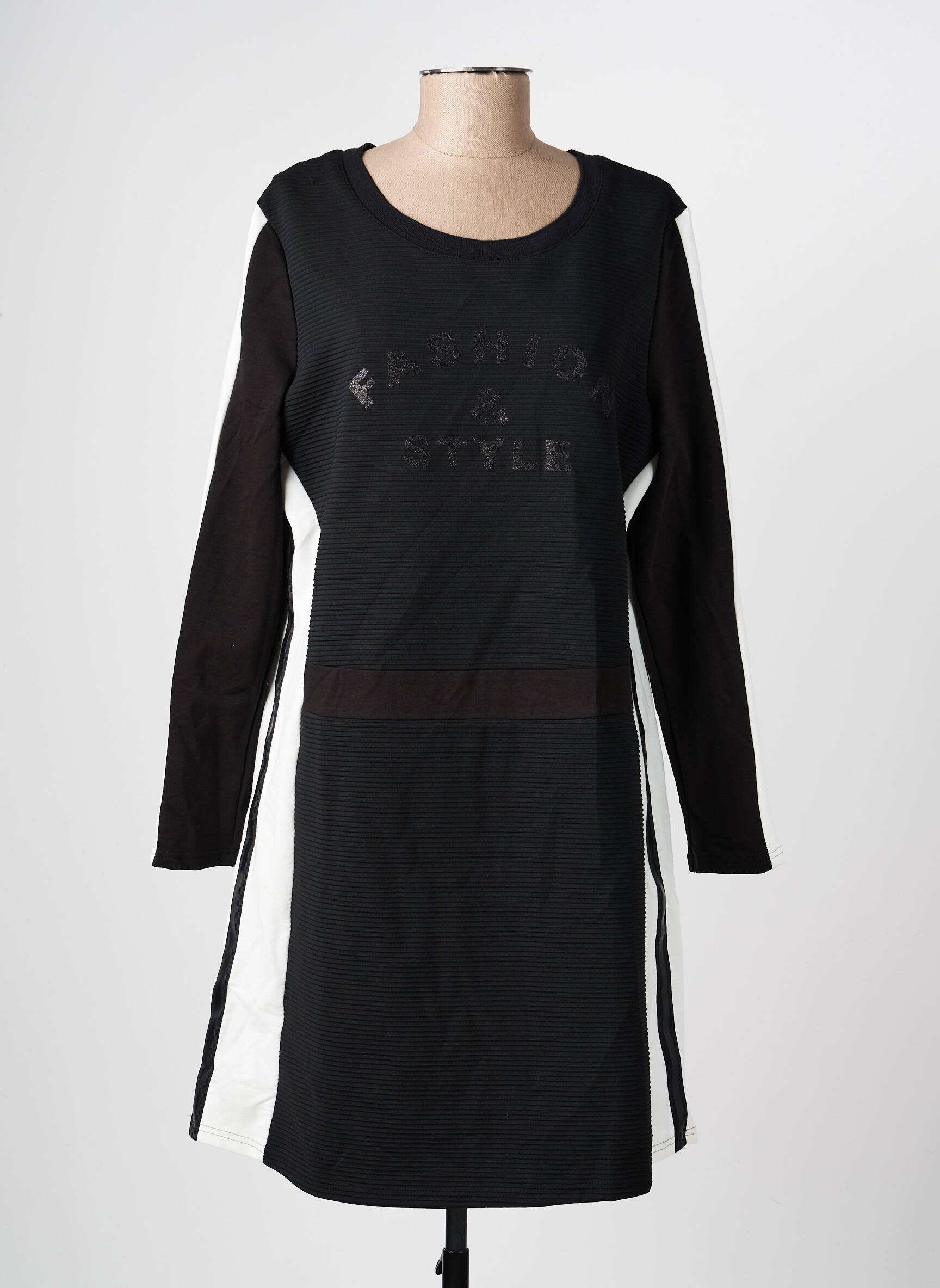 Robe mi-longue manches longues manches longues noir TUZZI femme