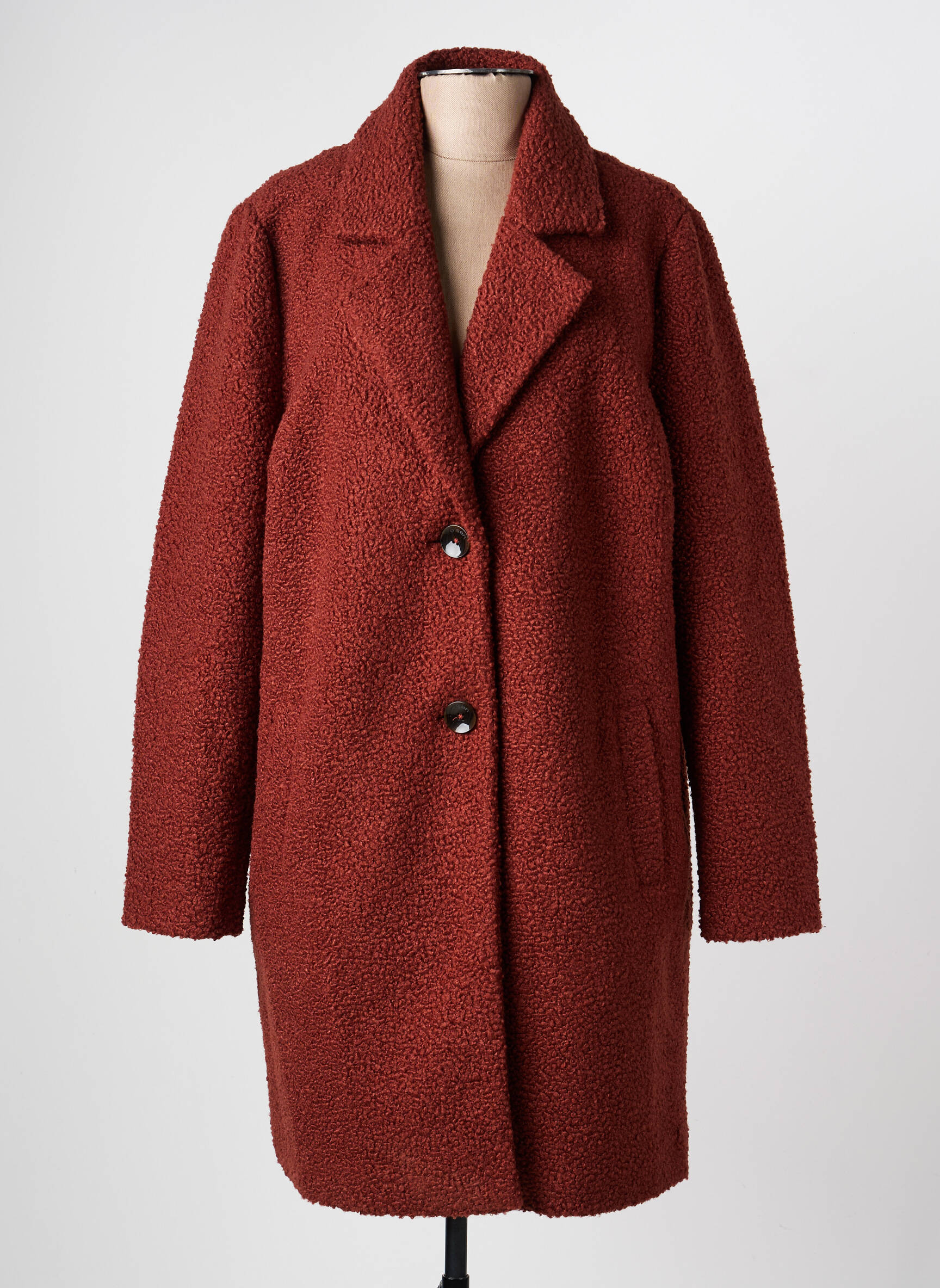Manteau long coupe droite sans capuche marron OLSEN femme
