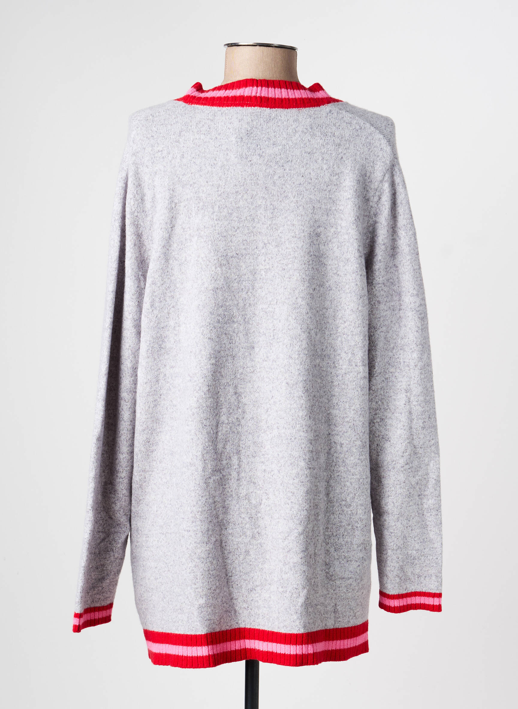 Gilet manches longues fermeture boutonnée sur le devant gris OLSEN femme