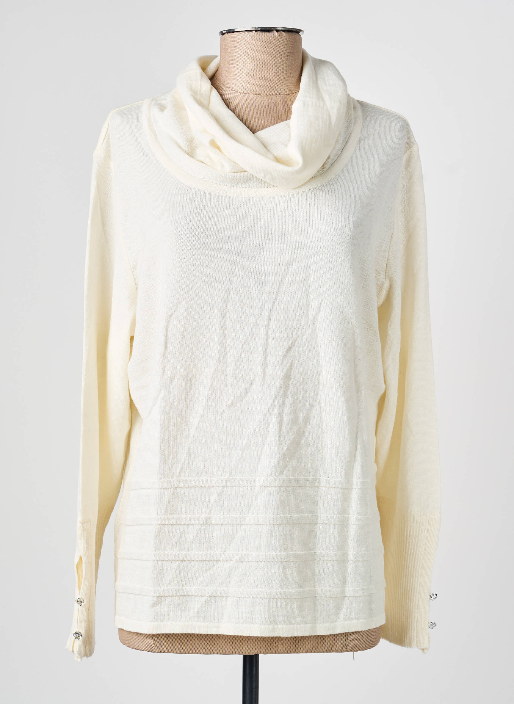 Pull coupe droite manches longues blanc PAUPORTÉ femme
