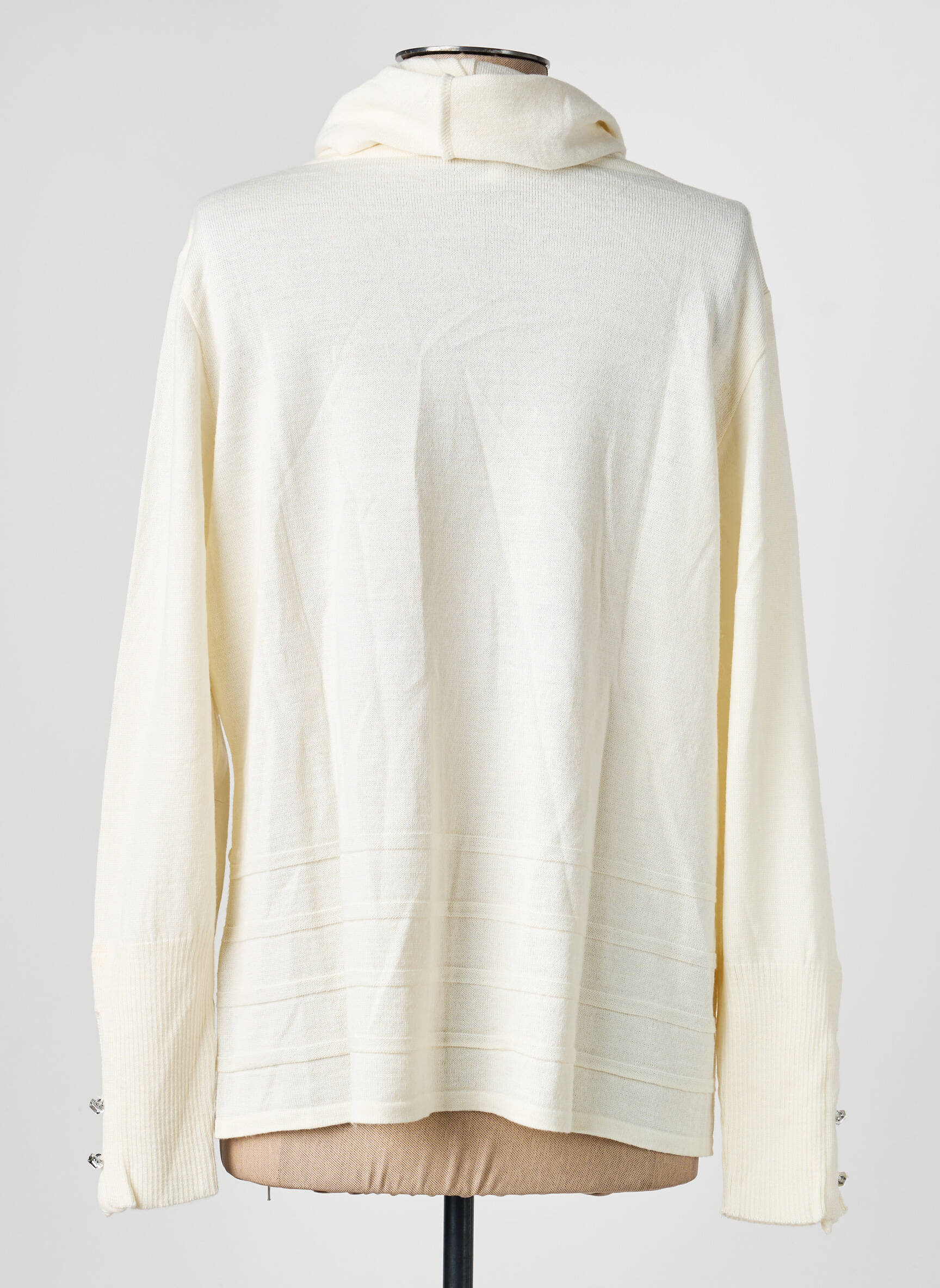 Pull coupe droite manches longues blanc PAUPORTÉ femme