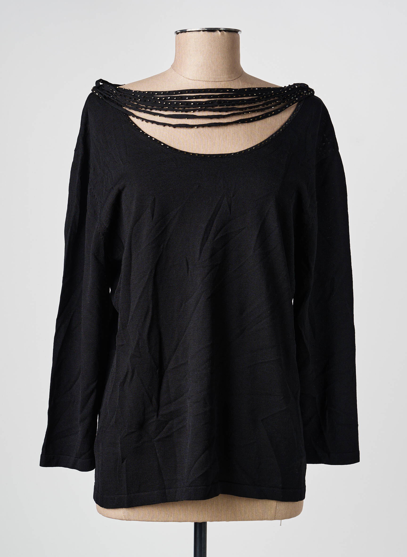 Top col rond manches longues noir KATMAI femme