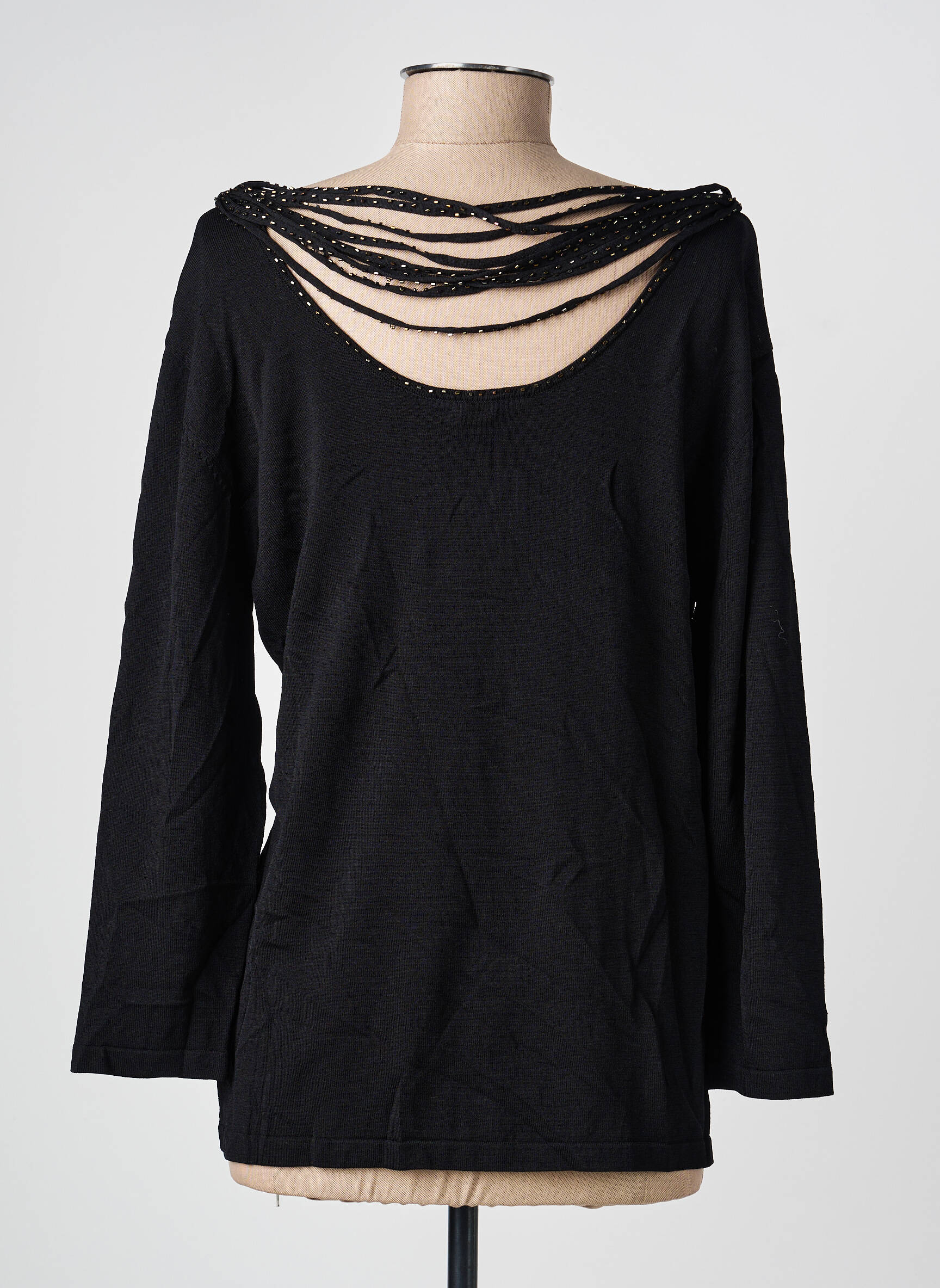 Top col rond manches longues noir KATMAI femme