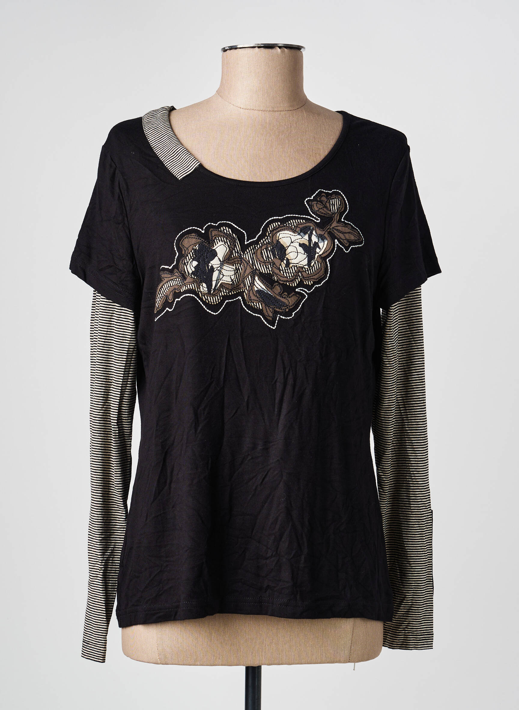 T-shirt manches longues manches longues noir PAUSE CAFE femme