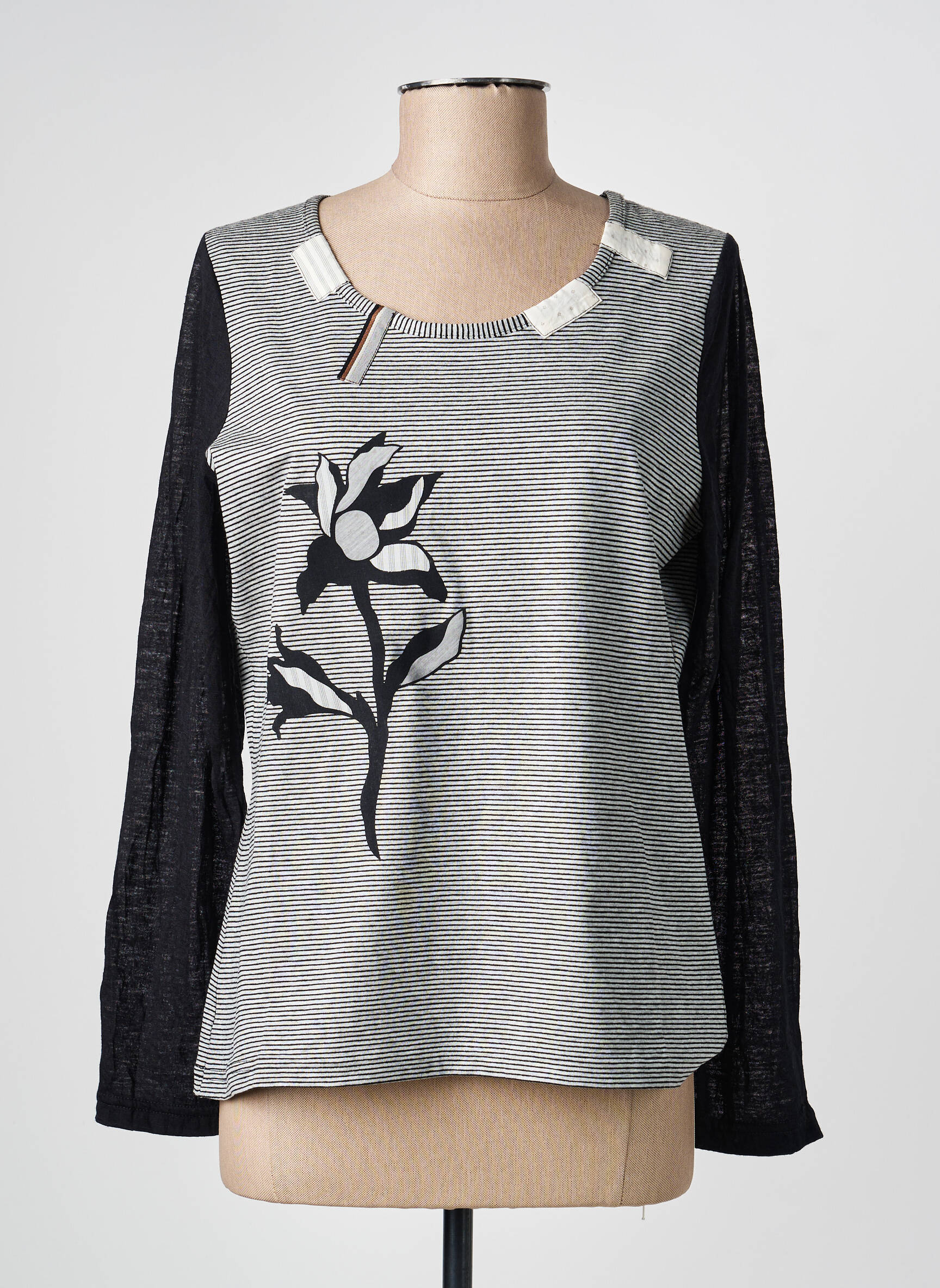 T-shirt manches longues manches longues noir PAUSE CAFE femme