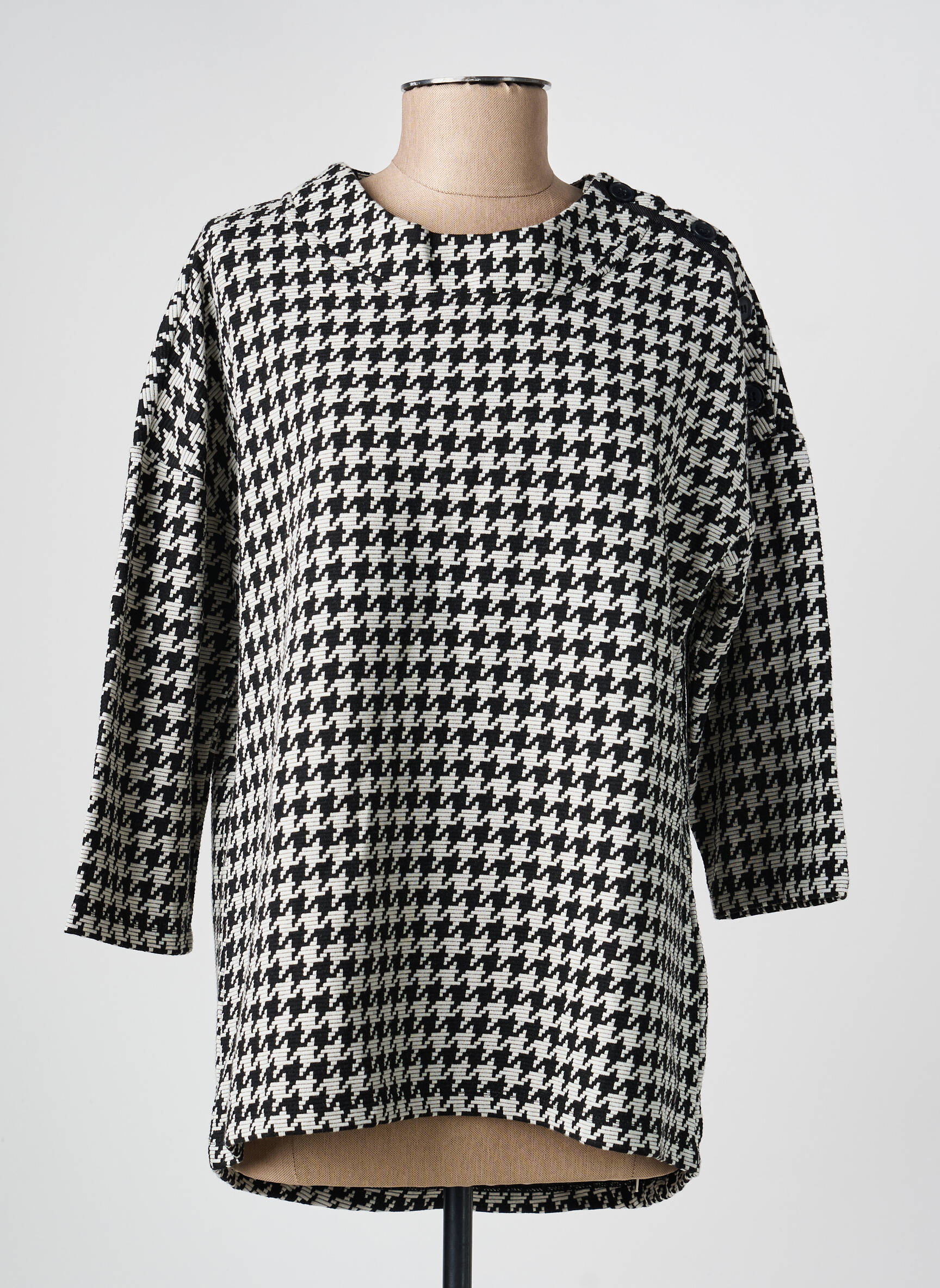 Pull coupe droite manches 3/4 noir OLSEN femme