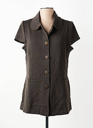 Gilet manches courtes fermeture boutonnée sur le devant vert PAUPORTÉ femme