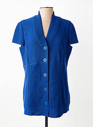 Gilet manches courtes fermeture boutonnée sur le devant bleu PAUPORTÉ femme