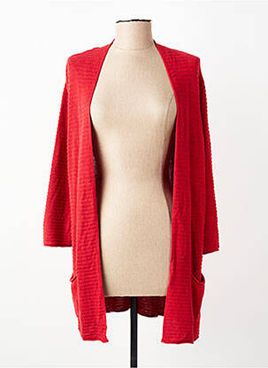 Gilet manches longues maille tricot rouge OLSEN femme
