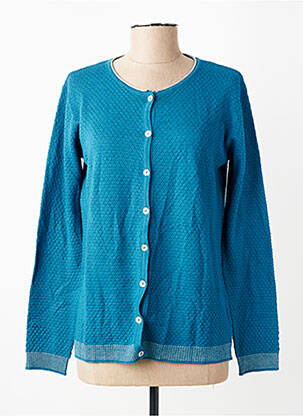 Gilet manches longues col rond bleu ELLEMME femme