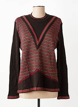 Pull coupe cintrée manches longues marron RODAM femme