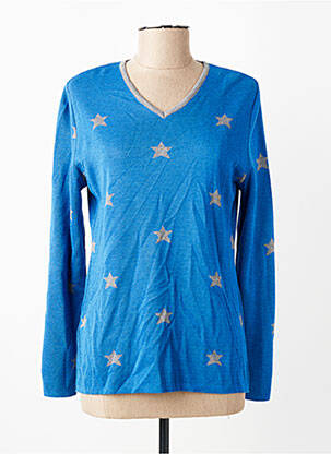 Pull coupe cintrée manches longues bleu GRIFFON femme