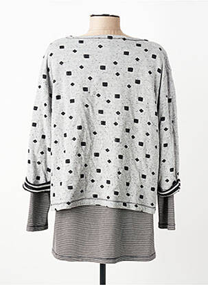 Pull coupe droite manches longues gris FRANCK ANNA femme