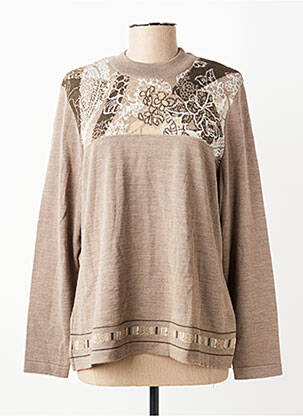 Pull col rond manches longues marron PAUPORTÉ femme