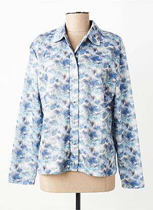 Chemisier imprimé fantaisie manches longues bleu GRIFFON femme