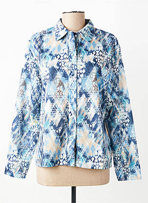 Chemisier imprimé fantaisie manches longues bleu GRIFFON femme