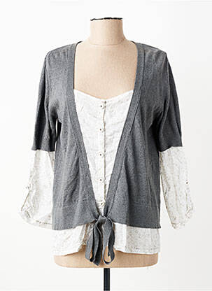 Pull col rond manches longues gris PAUSE CAFE femme