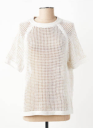 Pull coupe droite manches courtes beige RABE femme