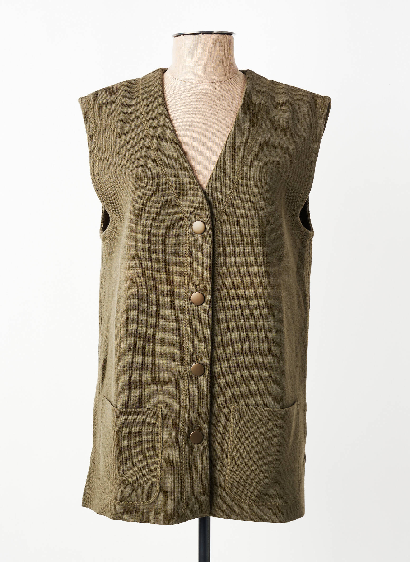 Gilet sans manche coupe droite vert PAUPORTÉ femme
