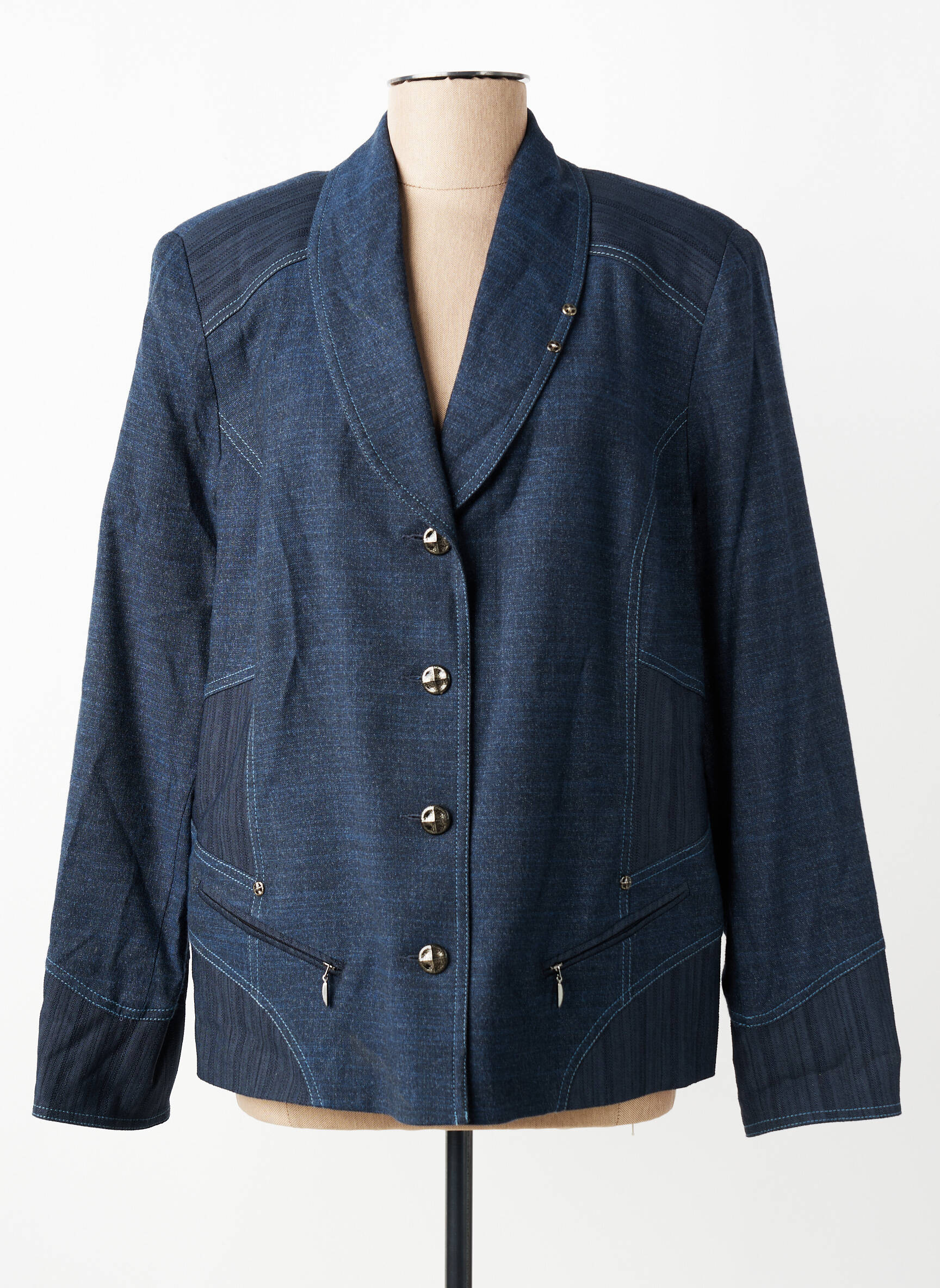 Veste casual coupe droite bleu PAUPORTÉ femme