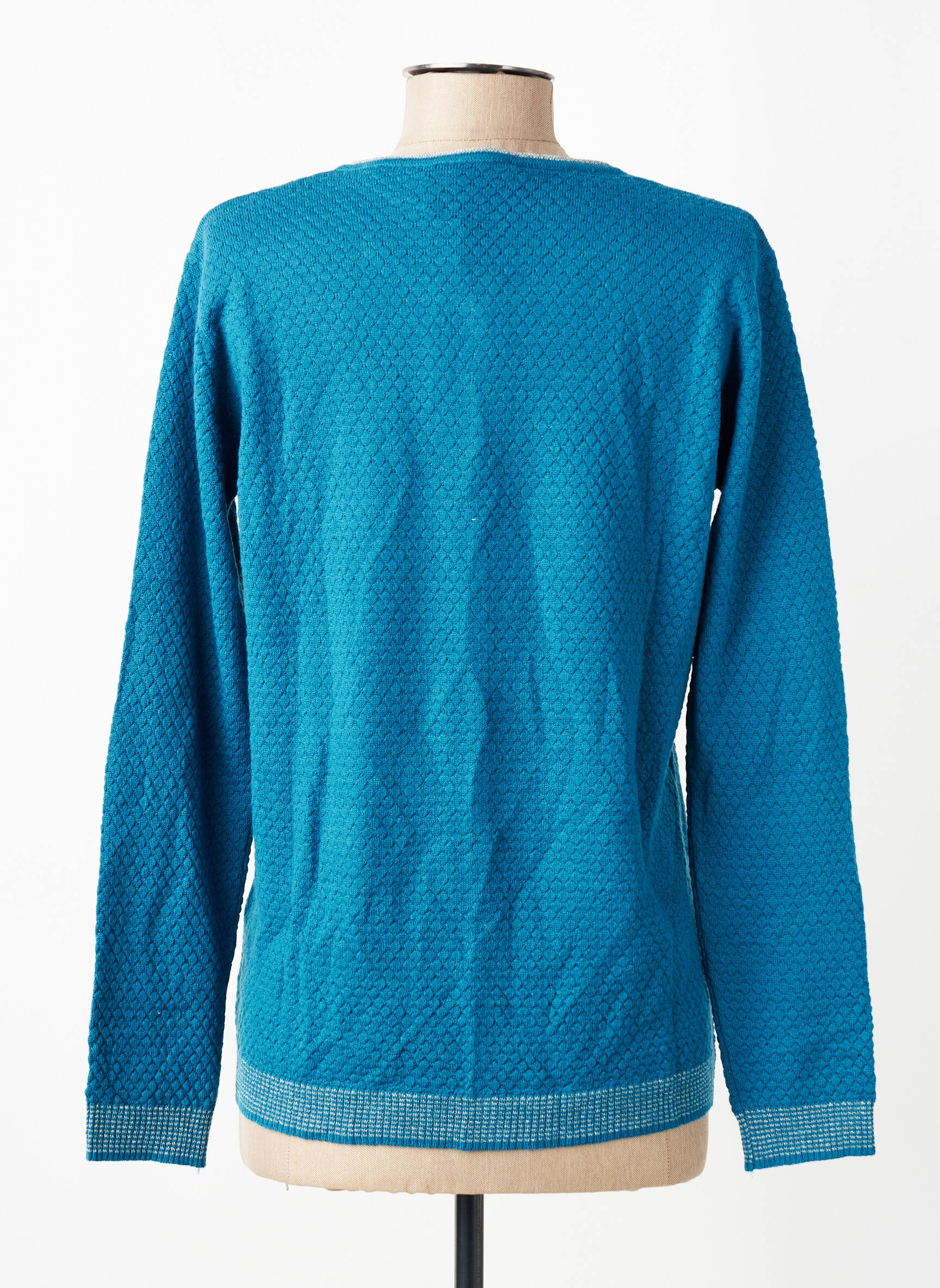 Gilet manches longues col rond bleu ELLEMME femme