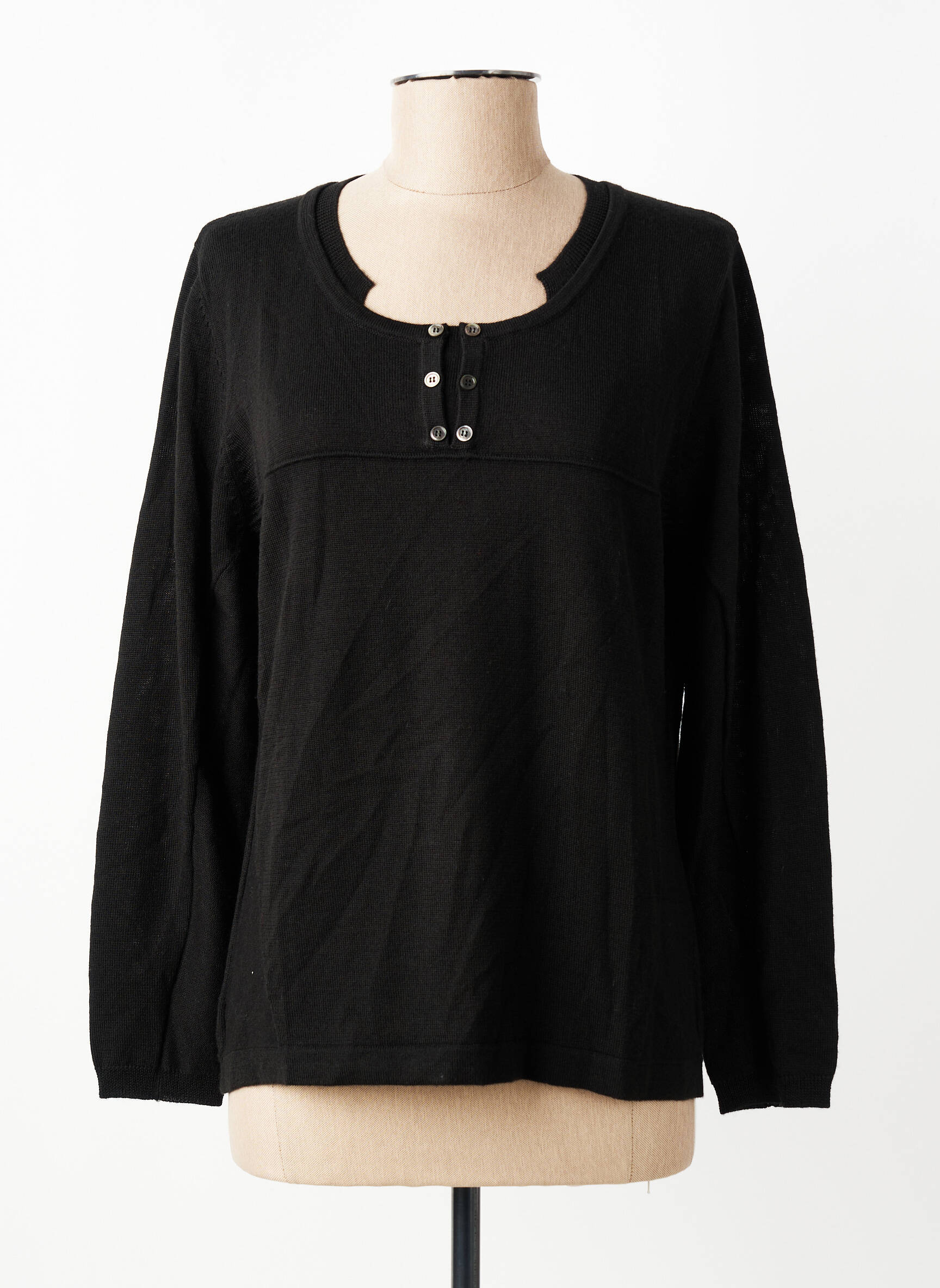 Pull coupe droite manches longues noir PAUPORTÉ femme
