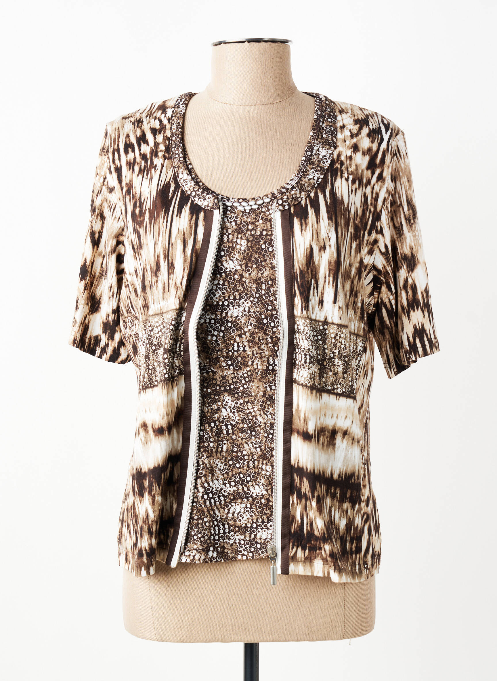 Twin-set imprimé fantaisie marron RABE femme