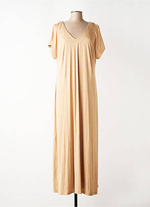Robe longue manches courtes manches courtes beige MAT. femme