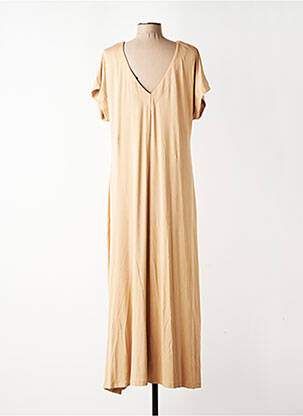 Robe longue manches courtes manches courtes beige MAT. femme
