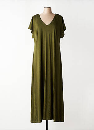 Robe longue manches courtes manches courtes vert MAT. femme