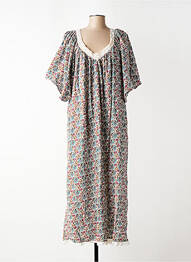 Robe longue tissage popeline manches courtes marron CHICOSOLEIL femme