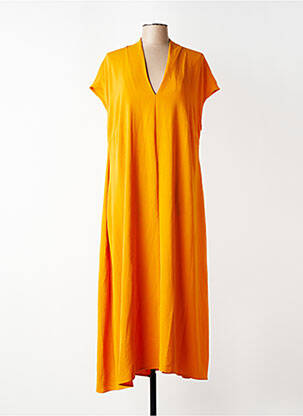 Robe longue manches courtes manches courtes orange MAT. femme