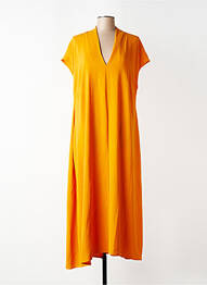 Robe longue manches courtes manches courtes orange MAT. femme