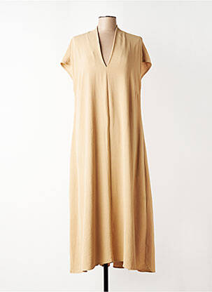 Robe longue manches courtes manches courtes beige MAT. femme