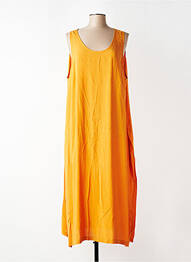 Robe longue tissage popeline sans manche orange MAT. femme