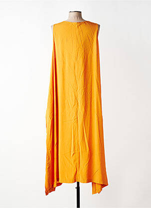 Robe longue tissage popeline sans manche orange MAT. femme